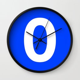 Number 0 (White & Blue) Wall Clock