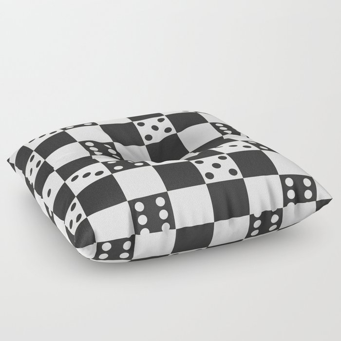 Checkered Dice Pattern (Creamy Milk & Dark Charcoal Color Palette) Floor Pillow