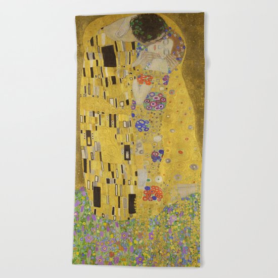 The Kiss by Gustav Klimt Beach Towel