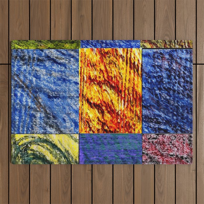 Patchwork color gradient and texture 1 Outdoor Rug