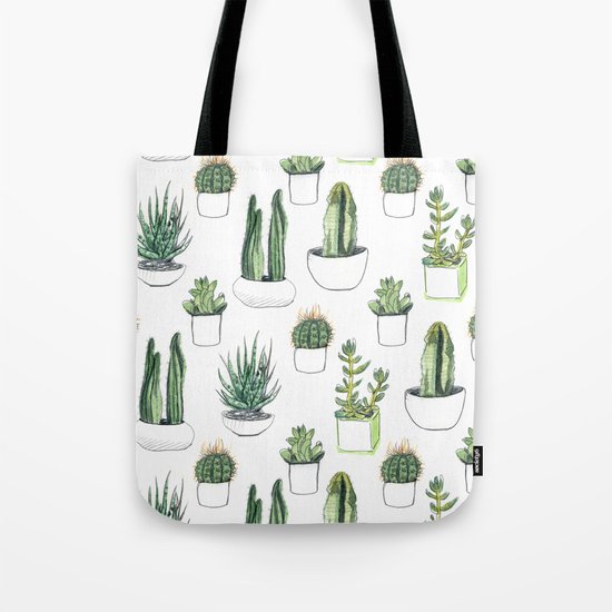 watercolour cacti and succulent Tote Bag