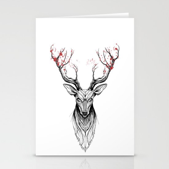 Deer tree (black stroke version for t-shirts) Stationery Cards