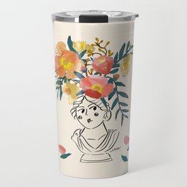 Greek Portrait Bust Icelandic Poppies Travel Mug