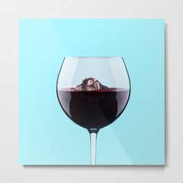 Hippo in Wine Metal Print