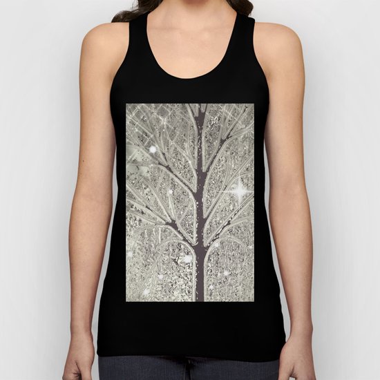 Winter sparkly night in black and white Unisex Tank Top