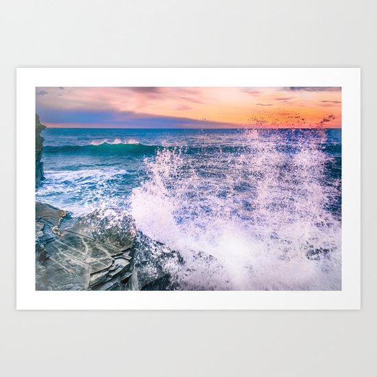 Surf Atlantic Rocky Coast Art Print
