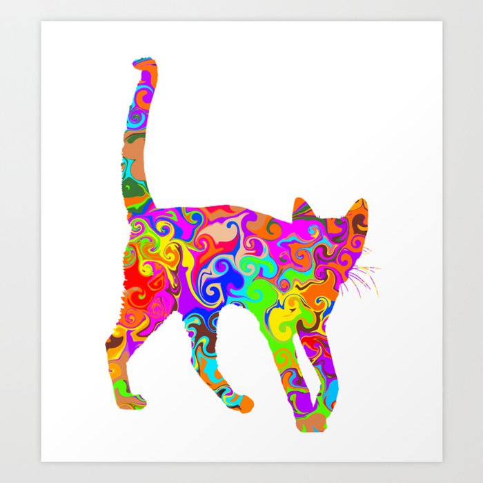 Colorful Kitty Cat Art Print