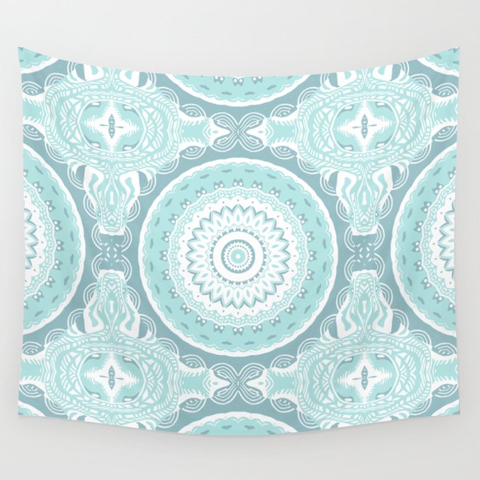 Light blue and grey tapestry clearance