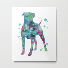 Boxer Dog Watercolor Painting 4 Metal Print | Turquoise, Dogbreed, Watercolorpet, Boxer, Dognursery, Dogpainting, Dog, Pet, Animal, Abstractdog 