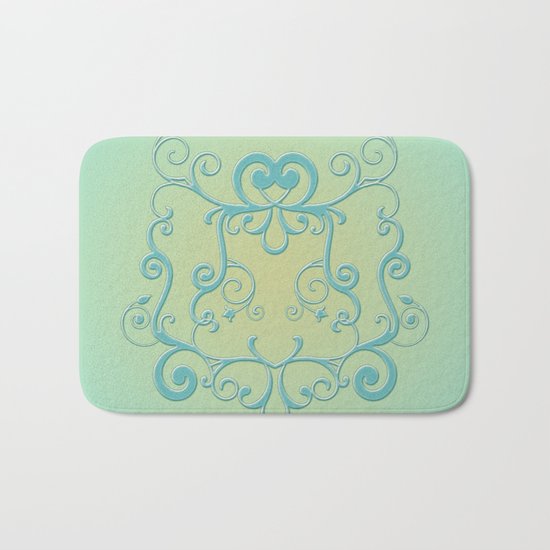 Mint tendrils emblem Bath Mat
