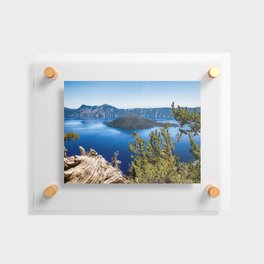 Deep Blue - Crater Lake on Summer Day in Oregon Floating Acrylic Print