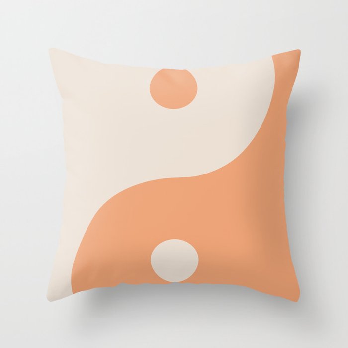 Orange Cream Yin Yang Peace Minimal Throw Pillow