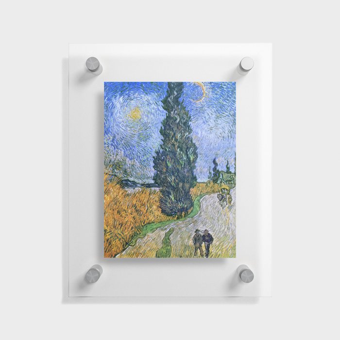 Road with Cypress and Star Floating Acrylic Print