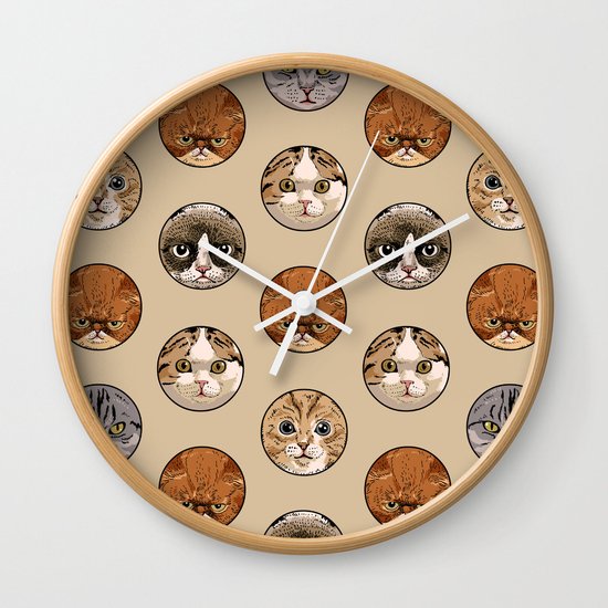 Polka Meaw Wall Clock