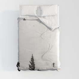 Backcountry Skier // Fresh Powder Snow Mountain Ski Landscape Black and White Photography Vibes Comforter | Miller Photography, Landscape Warren Q0, Ski Skier Skiing, Snowboard Hood In, Black And White B W, Deer Valley Resort, Snow Snowy Snowing, Heavenly Steamboat, Photo, Mammoth Snowboarding 
