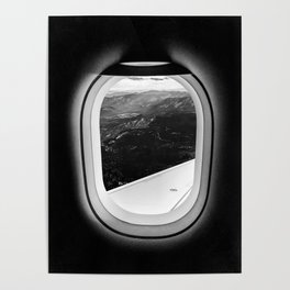 Window Seat // Scenic Mountain View from Airplane Wing // Snowcapped Landscape Photography Poster