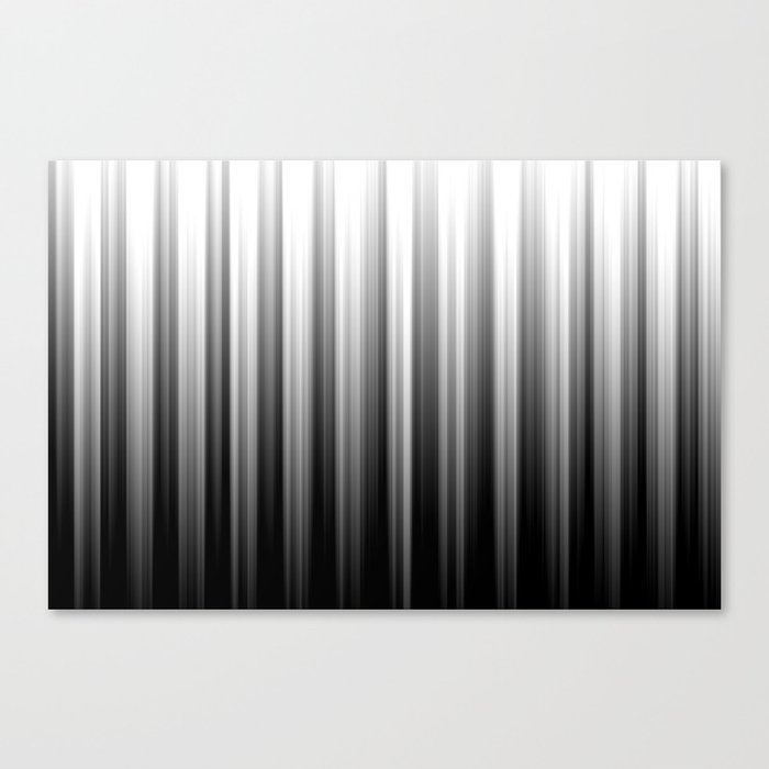 Black And White Soft Blurred Vertical Lines - Ombre Abstract Blurred Design Canvas Print