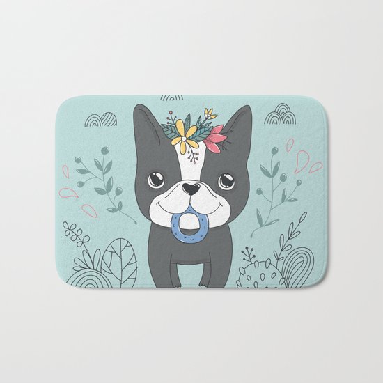 French bulldog. Nika Bath Mat