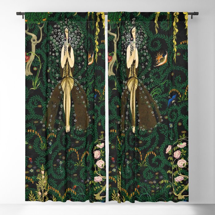 1921 Classical Masterpiece 'Flowers and Flames' by Kay Nielsen Blackout Curtain