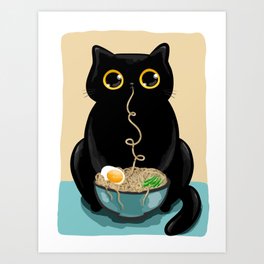 Ramen Cat Art Print