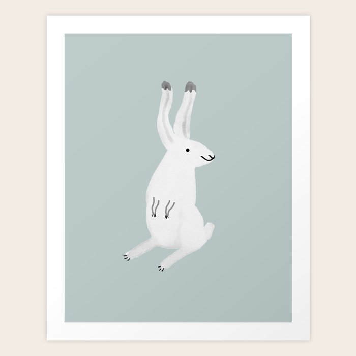 Happy Arctic Hare Art Print