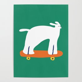 Poodle dog on skateboard Poster