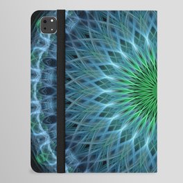 Glowing blue and green mandala iPad Folio Case