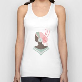 Art Deco lady with pink hair Unisex Tank Top