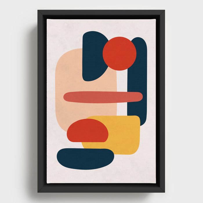 Gentle Mid-Century Abstract Shapes Art I Framed Canvas