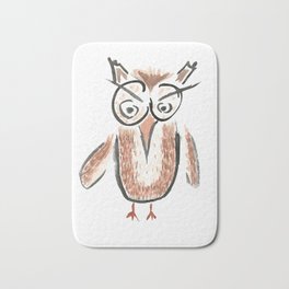 ricky the angry owl Bath Mat | Trees, Baby, Flying, Woodlandtheme, Quirky, Watercolor, Bird, Woods, Genderneutral, Babyroom 