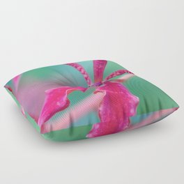 Exotic Pink Orchid In Green Floor Pillow