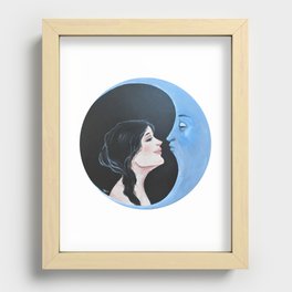Girl Kissing Moon Recessed Framed Print