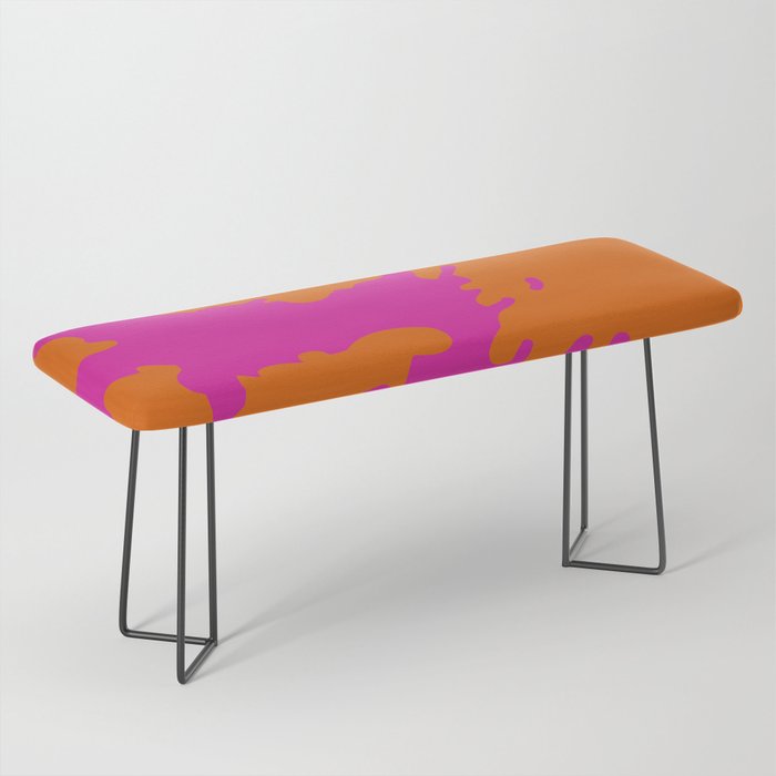 Bold 70s Hot Pink Cowhide Animal Print Bench