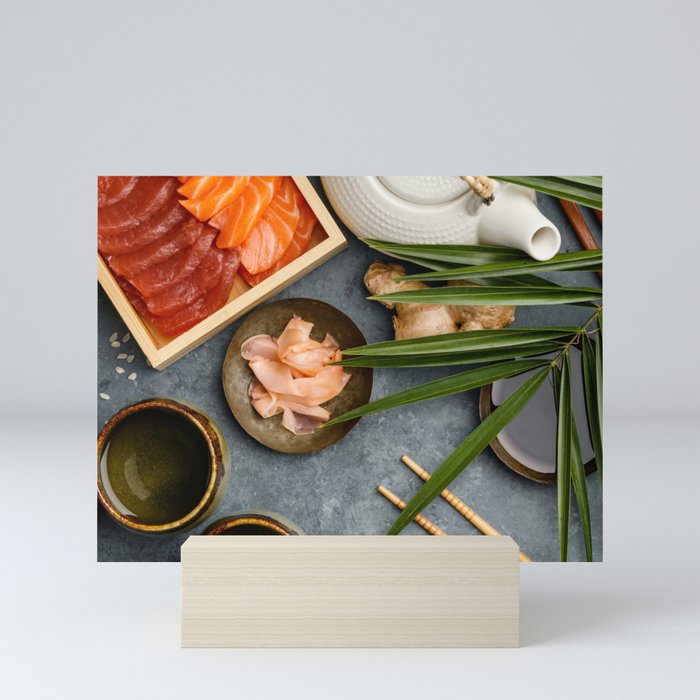 Asian food background Mini Art Print