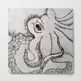 Suction Cups Metal Print | Sketched, Dots, Black And White, Ink Pen, Tentacles, Octopus, Drawing, Pen Ink 