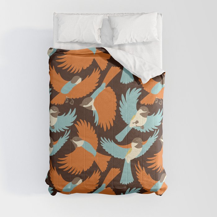 Chickadees in Brown Comforter