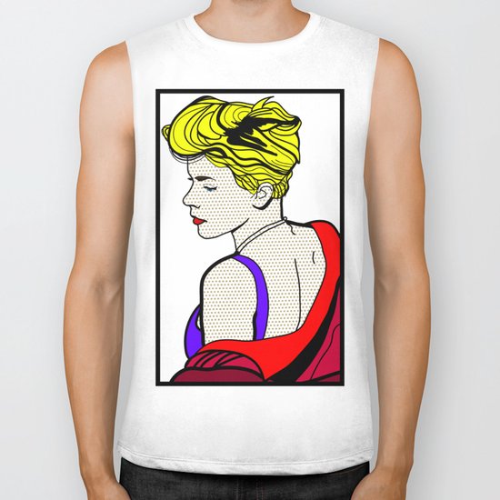 Robyn - Roy Lichtenstein Inspired Portrait 2 Biker Tank