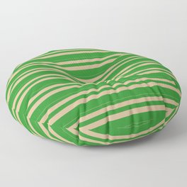 [ Thumbnail: Tan & Forest Green Colored Lines Pattern Floor Pillow ]