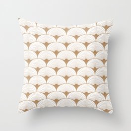 Art Deco Fans - white & gold Throw Pillow