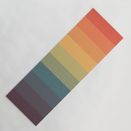 Colorful Retro Striped Rainbow Yoga Mat