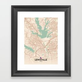 Lewisville, Texas, United States - Vintage City Map Framed Art Print