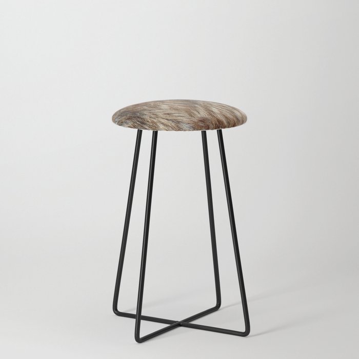 Alaska Faux Fur Counter Stool By Crow, Faux Fur Counter Stools