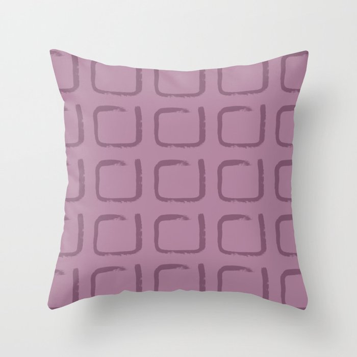 Berry Color Imperfect Geometric Squares Throw Pillow