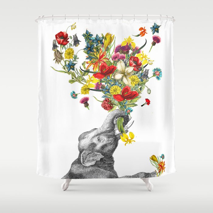 Happy Baby Elephant Shower Curtain By Rococcola Society6