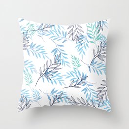 Leaf Blue Throw Pillow