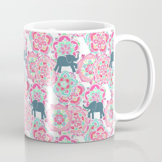 Tiny Elephants in Fields of Flowers Mug