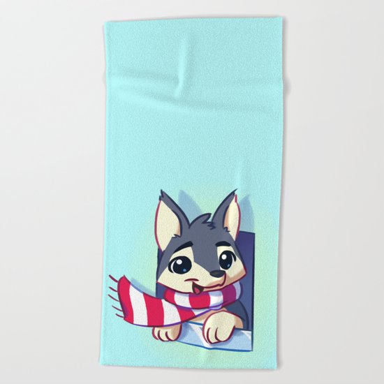 Window Doggy Doodle Beach Towel