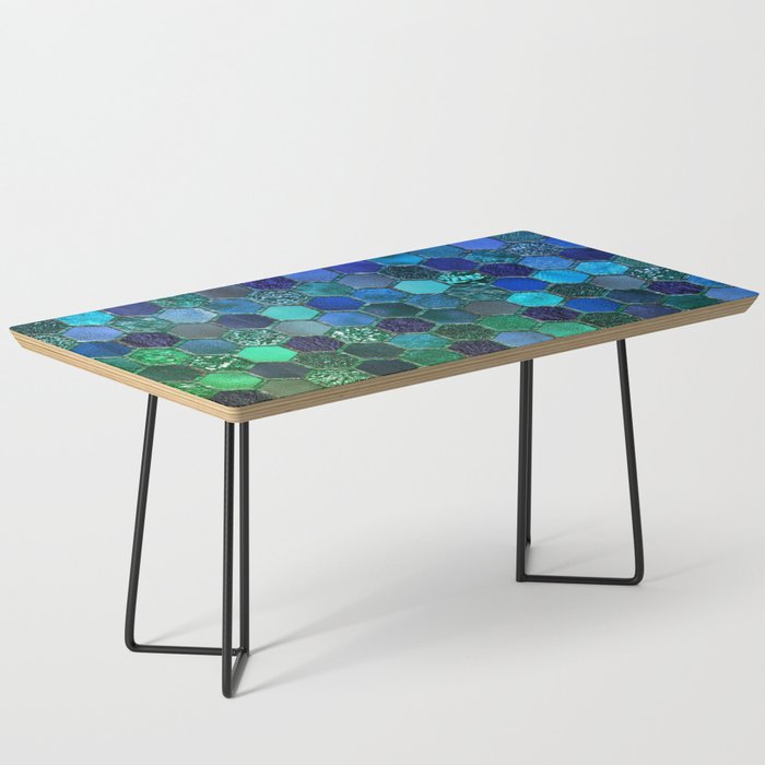 Blue & green geometric hexagonal elegant & luxury pattern Coffee Table