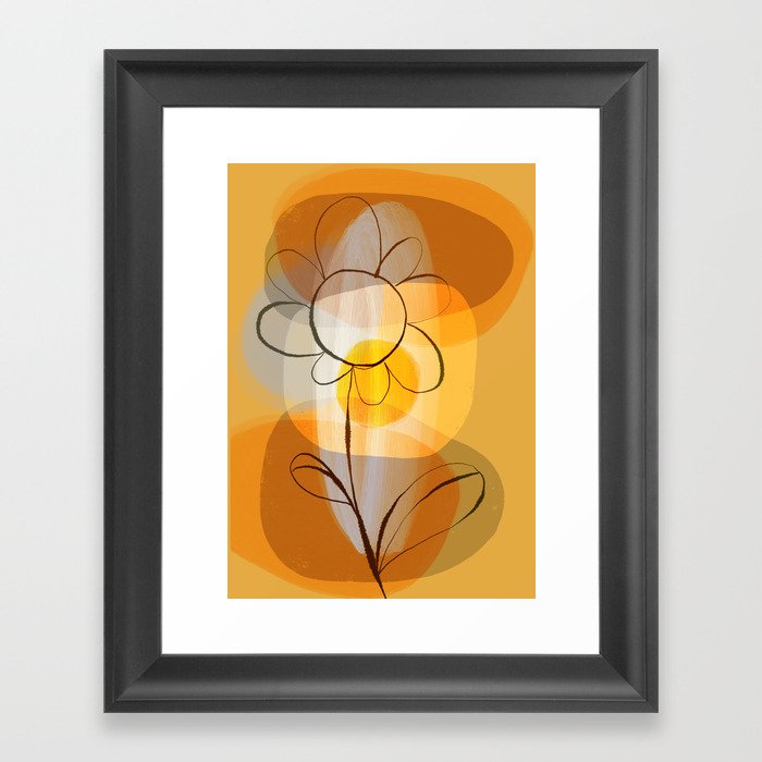 Sunshine flower boho mid century Framed Art Print