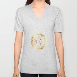 Golden decorative floral mandala sacred geometry V Neck T Shirt